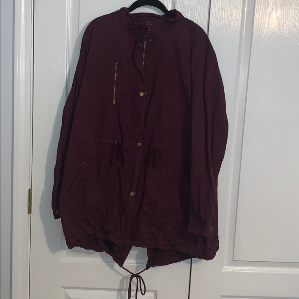 Berry colored military style jacket